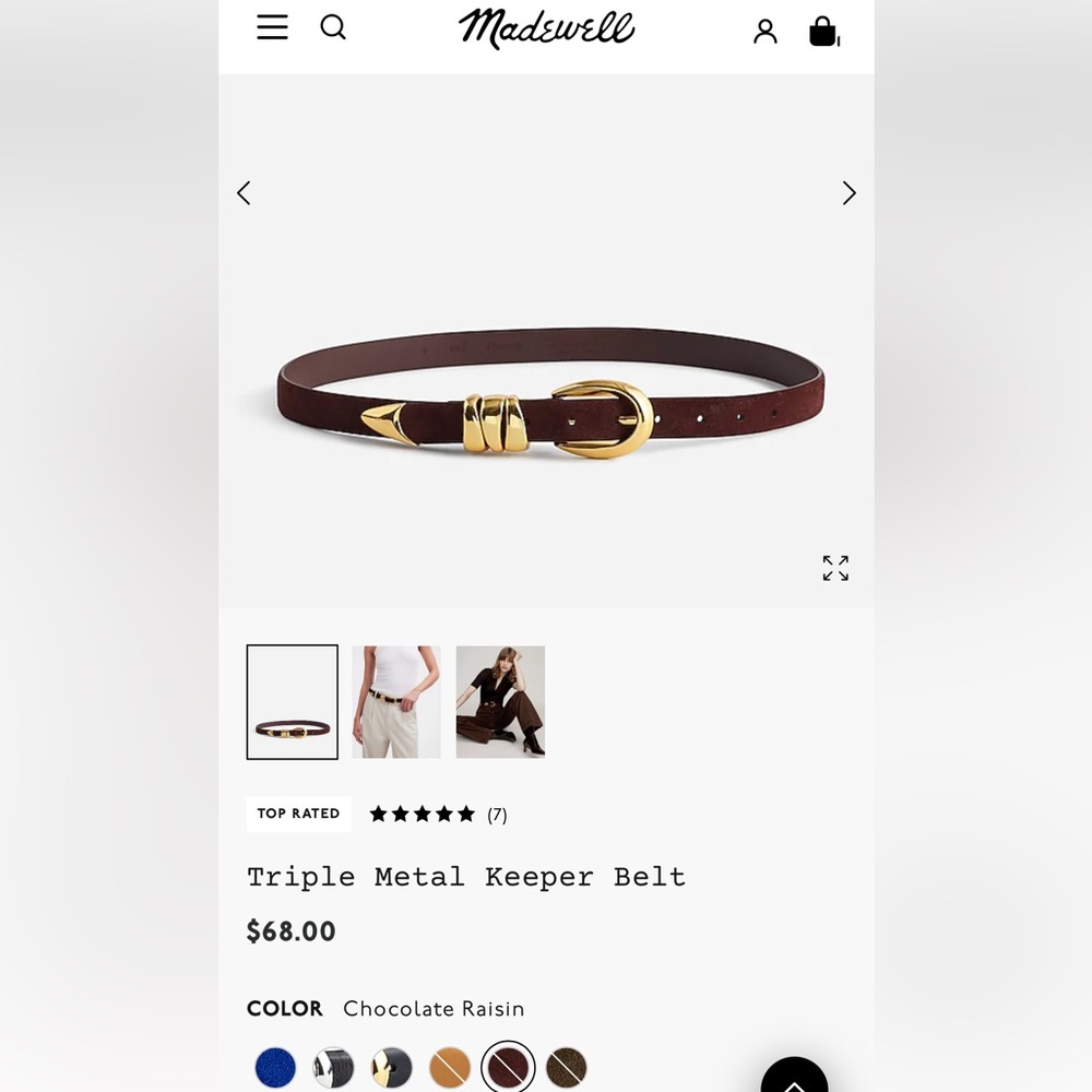 Madewell Chocolate Raisin Leather Belt with Gold Hardware